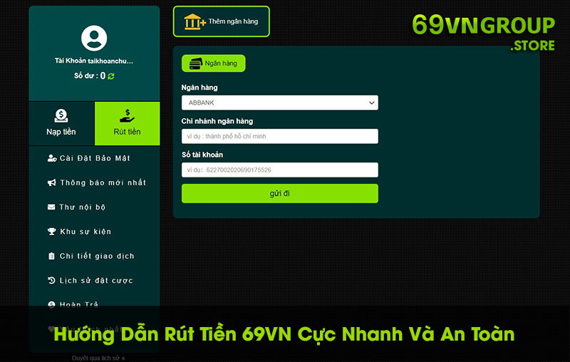 Rút tiền 69VN cực nhanh và an toàn cho người chơi